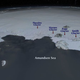 Bird’s eye view of the Amundsen sea embayment, where major glaciers of the West Antarctic ice sheet empty into the ocean. Pope, Smith, and Kohler glaciers were the focus of this study. Image: NASA/GSFC/SVS